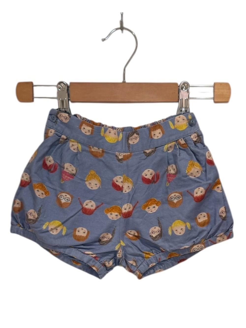 KNOT blue bubble shorts with all-over face print - size 3